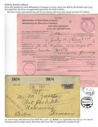 USA: ZPÁTEČNÍ LÍSTKY NA DOPORUČENÉ ZÁSILKY DO ROKU 1945 – list 77
