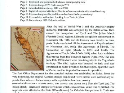 POSTAL HISTORY OF DALMATIA 1919-1921
