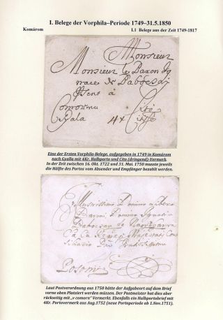 POSTGESCHICHTE DER STADT KOMÁROM 1749-1900 – Blatt 3