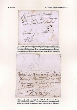 POSTGESCHICHTE DER STADT KOMÁROM 1749-1900 – Blatt 4