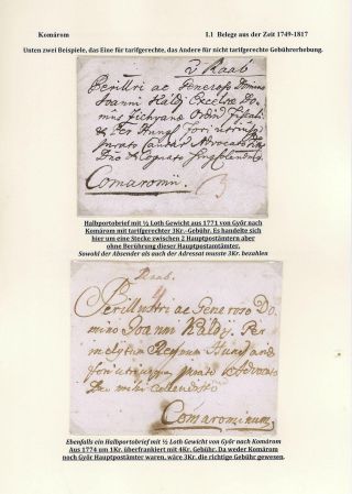 POSTGESCHICHTE DER STADT KOMÁROM 1749-1900 – Blatt 7