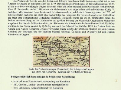 POSTAL HISTORY OF THE TOWN KOMAROM 1749-1900