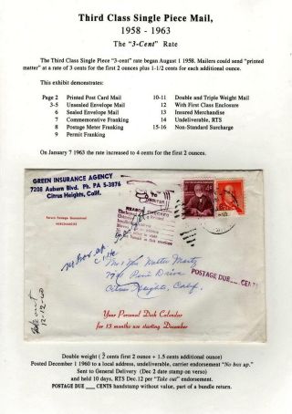 THIRD CLASS SINGLE PIECE MAIL, 1958-1963, THE "3-CENT" RATE – sheet 1
