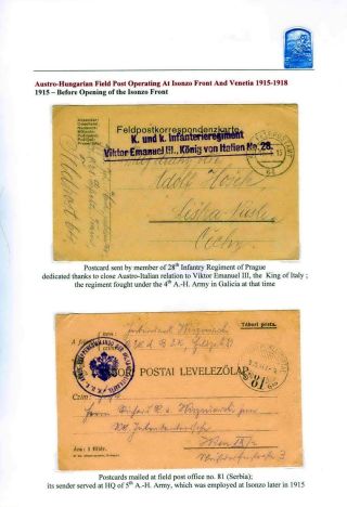 AUSTRO-HUNGARIAN FIELD POST OPERATING AT ISONZO FRONT AND VENETIA 1915-18 – sheet 2