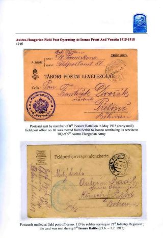 AUSTRO-HUNGARIAN FIELD POST OPERATING AT ISONZO FRONT AND VENETIA 1915-18 – sheet 3