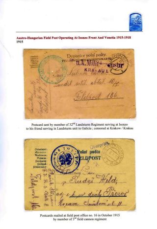 AUSTRO-HUNGARIAN FIELD POST OPERATING AT ISONZO FRONT AND VENETIA 1915-18 – sheet 4