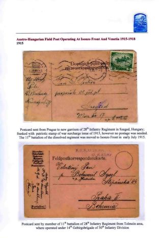 AUSTRO-HUNGARIAN FIELD POST OPERATING AT ISONZO FRONT AND VENETIA 1915-18 – sheet 6