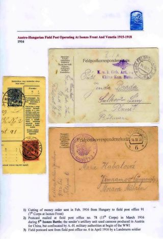 AUSTRO-HUNGARIAN FIELD POST OPERATING AT ISONZO FRONT AND VENETIA 1915-18 – sheet 7