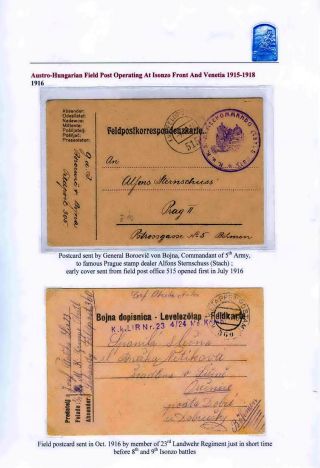 AUSTRO-HUNGARIAN FIELD POST OPERATING AT ISONZO FRONT AND VENETIA 1915-18 – sheet 9