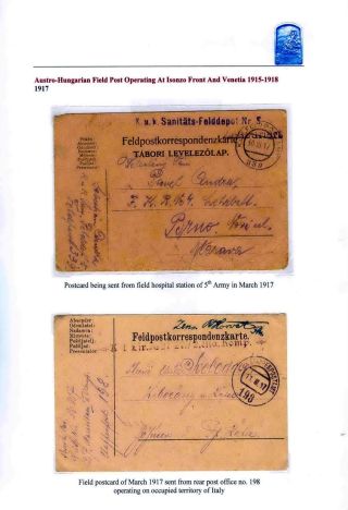 AUSTRO-HUNGARIAN FIELD POST OPERATING AT ISONZO FRONT AND VENETIA 1915-18 – sheet 10
