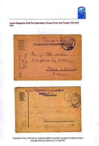 AUSTRO-HUNGARIAN FIELD POST OPERATING AT ISONZO FRONT AND VENETIA 1915-18 – sheet 14