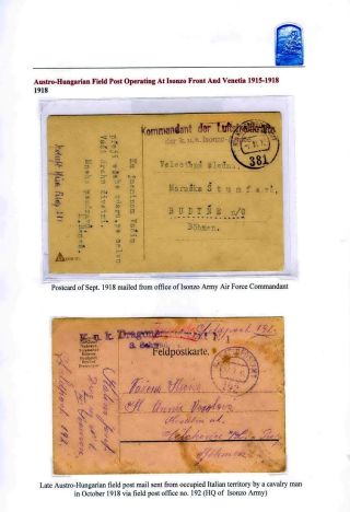 AUSTRO-HUNGARIAN FIELD POST OPERATING AT ISONZO FRONT AND VENETIA 1915-18 – sheet 16