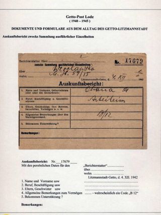 GHETTO LODZ (LITZMANNSTADT) 1939-1945 – Blatt 352