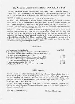 THE PERFINS ON CZECHOSLOVAK STAMPS 1918-1939, 1945-1954 – sheet 1