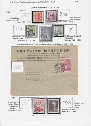 LOCHUNGEN AUF TSCHECHOSLOWAKISCHEN BRIEFMARKEN 1918-1939, 1945-1954 – Blatt 77