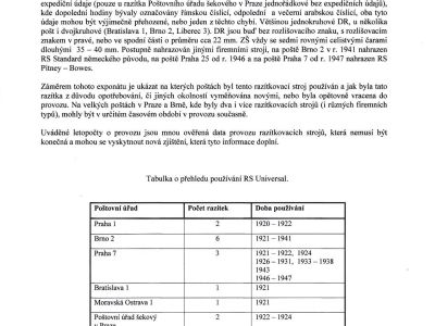 OTISKY RAZÍTKOVACÍHO STROJE UNIVERSAL NA ÚZEMÍ ČESKOSLOVENSKA 1920-1947