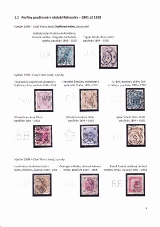 PERFINS FROM THE TERRITORY OF CZECHOSLOVAKIA 1881-1949 – sheet 4