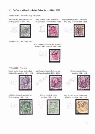 PERFINS FROM THE TERRITORY OF CZECHOSLOVAKIA 1881-1949 – sheet 5