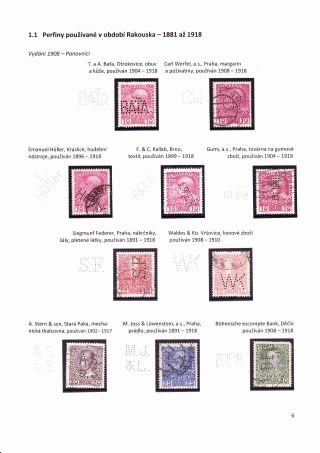 PERFINS FROM THE TERRITORY OF CZECHOSLOVAKIA 1881-1949 – sheet 6
