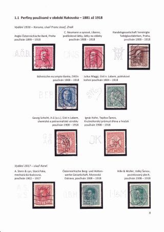 PERFINS FROM THE TERRITORY OF CZECHOSLOVAKIA 1881-1949 – sheet 8