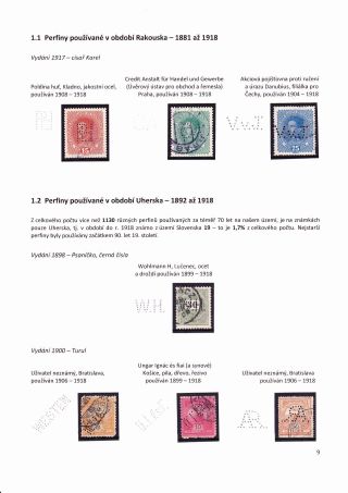 PERFINS FROM THE TERRITORY OF CZECHOSLOVAKIA 1881-1949 – sheet 9