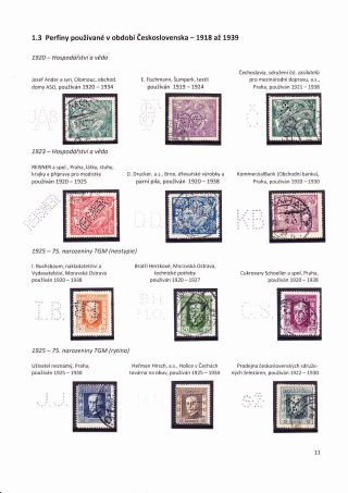 PERFINS FROM THE TERRITORY OF CZECHOSLOVAKIA 1881-1949 – sheet 11
