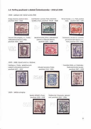 PERFINS FROM THE TERRITORY OF CZECHOSLOVAKIA 1881-1949 – sheet 12