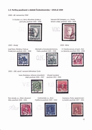 PERFINS FROM THE TERRITORY OF CZECHOSLOVAKIA 1881-1949 – sheet 13
