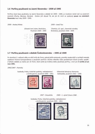 PERFINS FROM THE TERRITORY OF CZECHOSLOVAKIA 1881-1949 – sheet 16