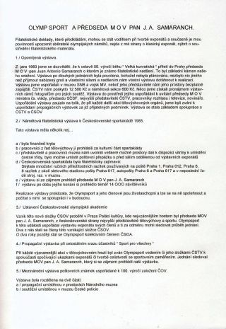 OLYMPSPORT A PŘEDSEDA MOV PAN J.A.SAMARANCH – list 1