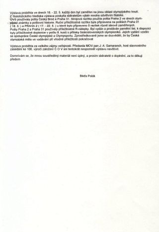 OLYMPSPORT A PŘEDSEDA MOV PAN J.A.SAMARANCH – list 2