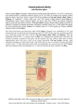 POSTLAGERAMTEN IN TSCHECHISCHE LÄNDER – Blatt 65