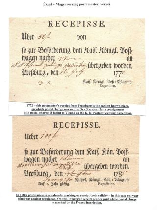POSTMASTER`S RECEIPTS FROM NORTHERN HUNGARY – sheet 3