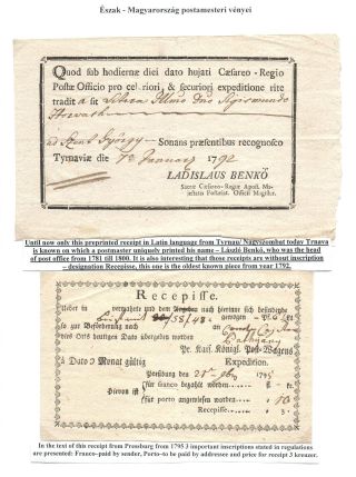 POSTMASTER`S RECEIPTS FROM NORTHERN HUNGARY – sheet 6