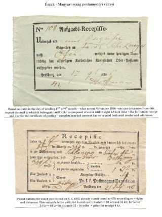 POSTMASTER`S RECEIPTS FROM NORTHERN HUNGARY – sheet 9