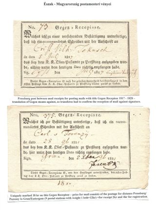POSTMASTER`S RECEIPTS FROM NORTHERN HUNGARY – sheet 11