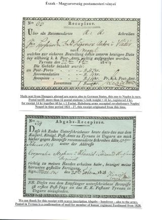 POSTMASTER`S RECEIPTS FROM NORTHERN HUNGARY – sheet 13