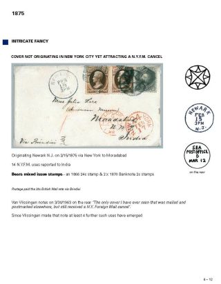 DIE PROGRESSION DER NEW YORK POSTSTEMPELN AUF AUSLANDSSENDUNGEN 1870-1878 – Blatt 93