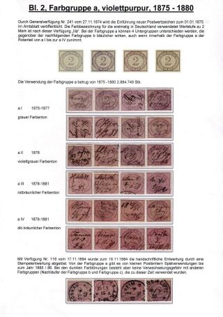 DAS "CHAMÄLEON" DER PHILATELIE, DIE FARBEN DER ERSTE 2 MARK-MARKE DER DEUTSCHEN REICHPOST VON 1875 BIS 1900 – Blatt 2