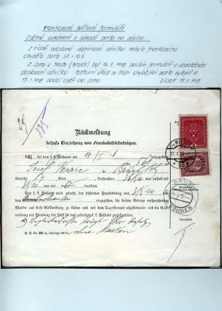 AUSTRIA 1916-1917, FRANKED FORMS AND FRANKINGS – sheet 2
