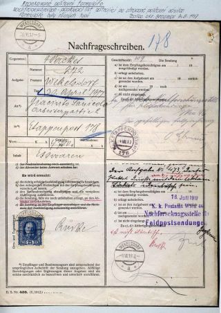 AUSTRIA 1916-1917, FRANKED FORMS AND FRANKINGS – sheet 4