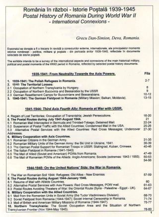 POŠTOVNÍ HISTORIE RUMUNSKA BĚHEM 2. SVĚTOVÉ VÁLKY - MEZINÁRODNÍ SOUVISLOSTI – list 1