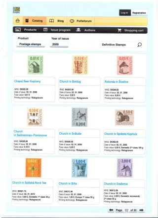 SLOVAK POSTAGE STAMPS 2008-2010 – sheet 2