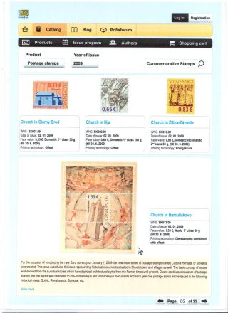 SLOVAK POSTAGE STAMPS 2008-2010 – sheet 3