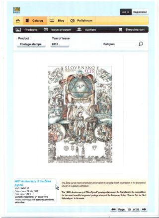 SLOVAK POSTAGE STAMPS 2008-2010 – sheet 19