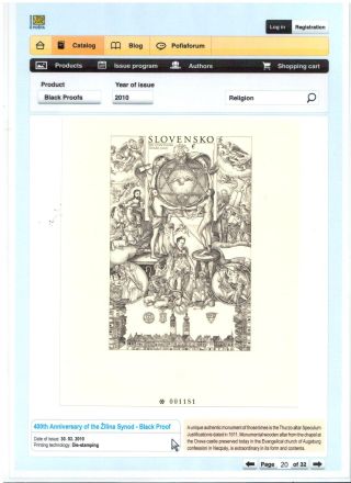 SLOVAK POSTAGE STAMPS 2008-2010 – sheet 20
