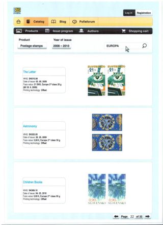SLOVAK POSTAGE STAMPS 2008-2010 – sheet 22
