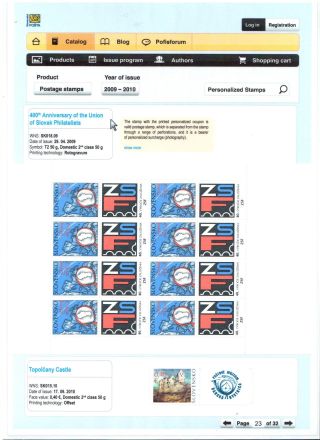 SLOVAK POSTAGE STAMPS 2008-2010 – sheet 23