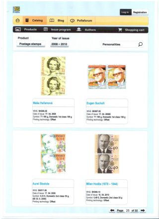 SLOVAK POSTAGE STAMPS 2008-2010 – sheet 25