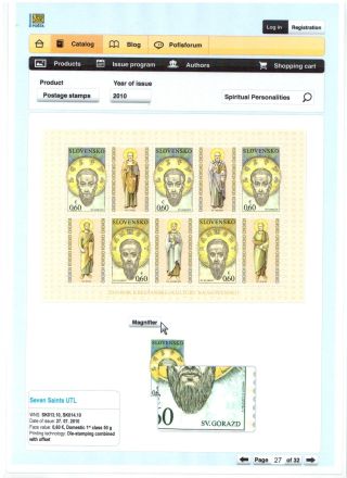 SLOVAK POSTAGE STAMPS 2008-2010 – sheet 27
